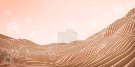 Abstract background. Folding waveforms and curves concept of connecting communication innovations. development, orange, banner, website, 3d rendering.