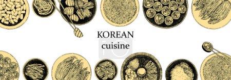 Illustration for Korean food horizontal cover, hand drawn illustration - Royalty Free Image