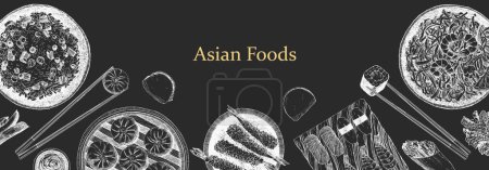 Ilustración de Folleto de menú vectorial. ilustración de cocina asiática - Imagen libre de derechos