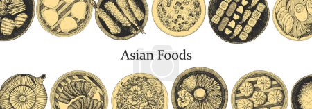 Illustration for Vector menu brochure. illustration of Asian foods - Royalty Free Image