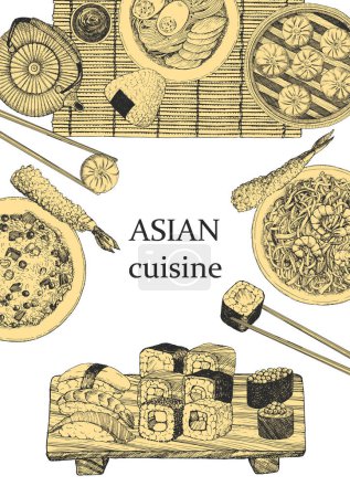 Illustration for Vector menu brochure. illustration of Asian cuisine - Royalty Free Image