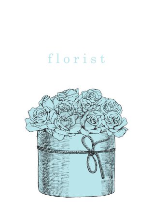 Illustration for Flower Shop. Florist. Hand-drawn illustration of flowers and objects. Ink. Vector - Royalty Free Image