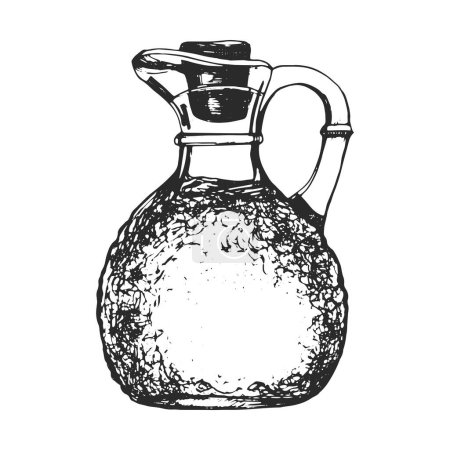 Illustration for Hand-drawn illustration of Italian Oil Bottle. Kitchen Tools. Vector. Ink drawing - Royalty Free Image