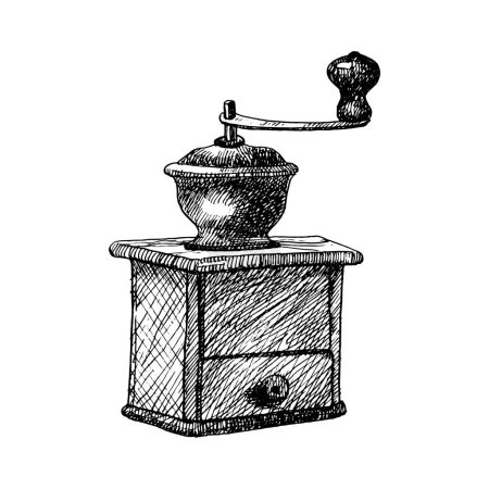 Ilustración de Ilustración dibujada a mano de molinillo de café. Tinta. Vector - Imagen libre de derechos