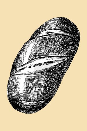 Ilustración de Pan casero, boceto dibujado a mano, ilustración vectorial - Imagen libre de derechos