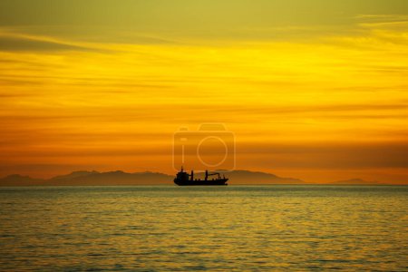 Cargo ship sailing the ocean