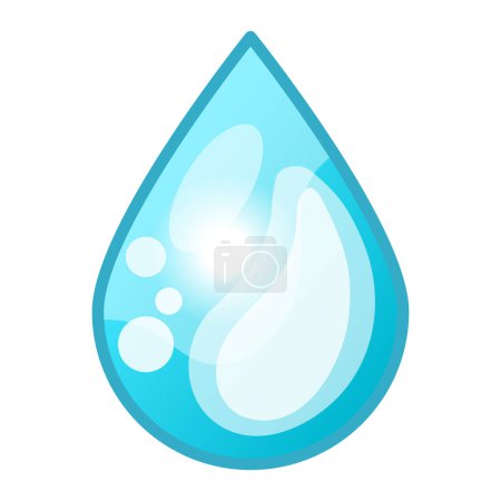 Illustration for Cartoon blue water drop isolated on white background - Royalty Free Image