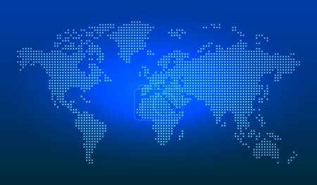 Illustration for Map of the world dots on blue background - Royalty Free Image