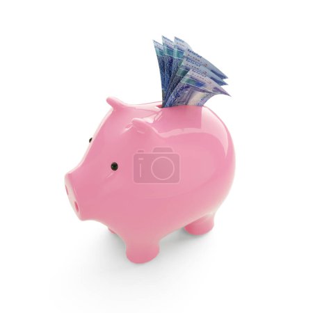 Téléchargez les photos : Kuwaiti dinar inside pink Piggy Bank, money in piggy bank, savings concept, 3d rendering - en image libre de droit