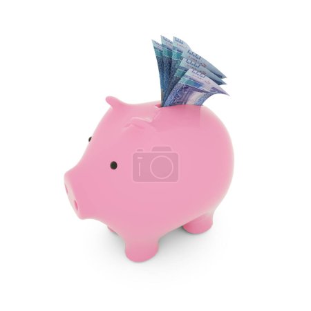 Téléchargez les photos : Kuwaiti dinar inside pink Piggy Bank, money in piggy bank, savings concept, 3d rendering - en image libre de droit