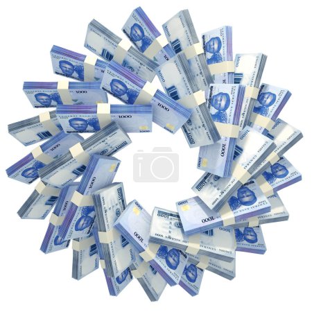 Photo for 3d rendering of stacks of Nigerian Naira arranged in a circular pattern. - Royalty Free Image