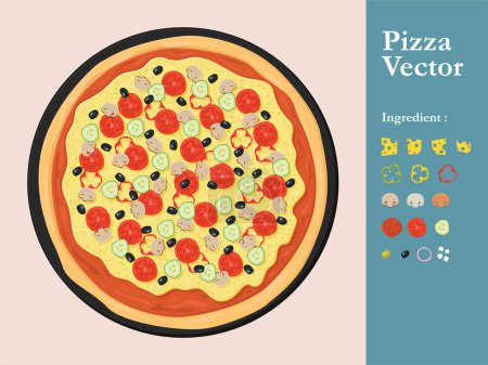 Photo for Pizza icon restaurant vector menu element cafe pepperoni cartoon illustration abstract sauce food - Royalty Free Image
