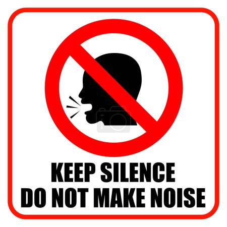 Ilustración de No hacer señal de ruido con texto de advertencia - Imagen libre de derechos