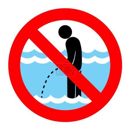 Illustration for Do not urinate in the pool no peeing in the swimming pool no urinating blue water - Royalty Free Image