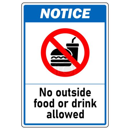 Illustration for Notice no outside food or drink allowed in this area sign - Royalty Free Image