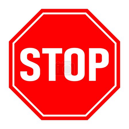 Illustration pour Stop rouge signe octogonal avec texte - image libre de droit