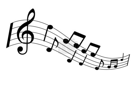 Téléchargez les illustrations : Note de musique clé G mélodie chanson ensemble - en licence libre de droit