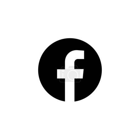 Illustration for Social media icon f round symbol black background - Royalty Free Image