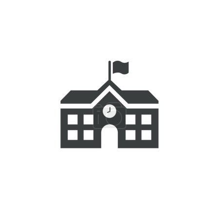Ilustración de Construcción de la escuela secundaria símbolo campus simbolo blanco y negro - Imagen libre de derechos