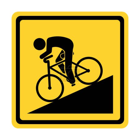 bicycle yellow square sign bicyclists steep downhill