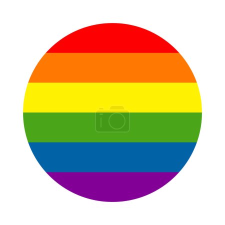 Téléchargez les illustrations : Panneau LGBT 6 couleurs arc-en-ciel icône ronde - en licence libre de droit