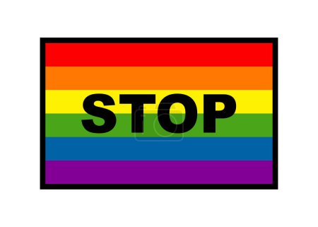 Téléchargez les illustrations : Drapeau anti LGBT 6 couleurs drapeau arc-en-ciel STOP lgbt dire non à lgbt - en licence libre de droit