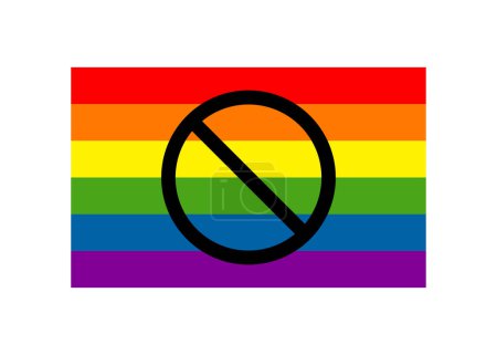 Téléchargez les illustrations : Anti LGBT 6 couleurs drapeau arc-en-ciel dire non à lgbt interdit - en licence libre de droit