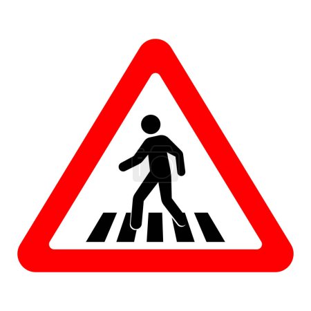 Ilustración de Peatonal caminar camino cruzar seguridad advertencia señal peatonal camino cruzar zona cebra cruz - Imagen libre de derechos