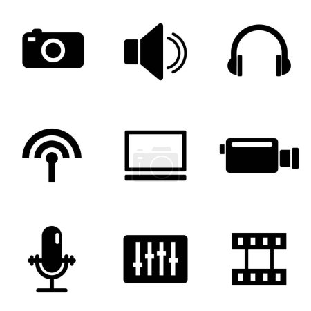 Téléchargez les illustrations : Outils de production numérique pour faire de la photographie d'image audio vidéo internet - en licence libre de droit