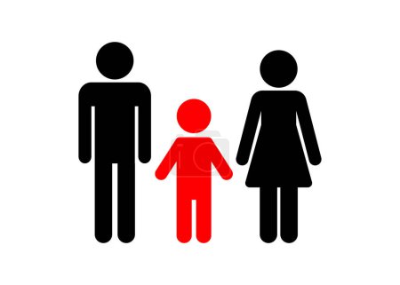 Ilustración de Familia con un niño icono marido y mujer con su único hijo un símbolo de niño - Imagen libre de derechos