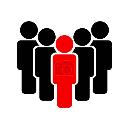 Ilustración de El hombre en el centro delantero del grupo de cinco personas icono símbolo 5 hombres - Imagen libre de derechos