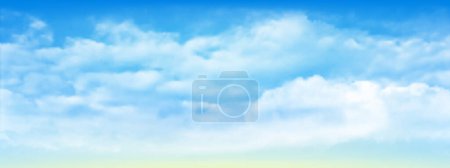 Ilustración de Cielo azul y nubes blancas y suaves flotaban en el cielo en un día claro. Hermoso aire y la luz del sol con paisaje de nubes de colores. Cielo del atardecer para fondo. - Imagen libre de derechos