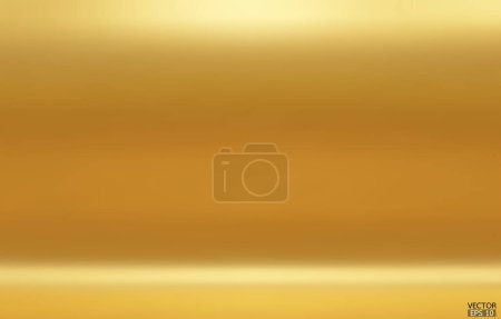 Ilustración de Fondo dorado. Gradiente de metal oro claro abstracto. Fondo de textura borrosa dorada brillante. Pared de textura geométrica dorada con reflejos de luz. Papel pintado amarillo. Ilustración vectorial 3D. - Imagen libre de derechos