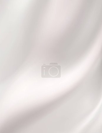 The luxury of white fabric texture background. Closeup of rippled silk fabric. Abstract cloth or liquid wave background.  Creases of satin, cotton. Vertical photo. 3d vector illustration.