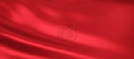 Close-up texture of red silk. Red fabric smooth texture surface background. Smooth elegant red silk in Sepia toned. Texture, background, pattern, template. 