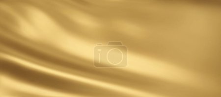 Close-up texture of natural gold silk. Light Golden fabric smooth texture surface background. Smooth elegant gold silk in Sepia toned. Texture, background, pattern, template. 
