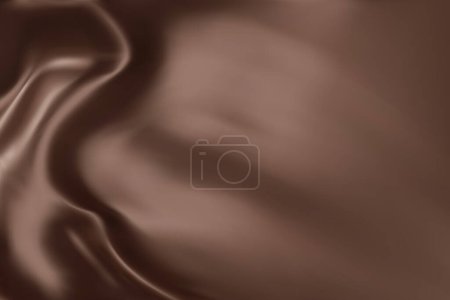 Gros plan texture de soie de couleur chocolat. Tissu brun foncé texture lisse fond de surface. Soie marron lisse et élégante dans la tonalité Sepia. Texture, motif, gabarit. Illustration vectorielle 3D.