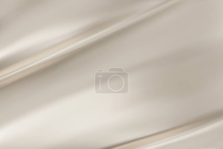 Gros plan texture de soie beige naturelle. Tissu or clair texture lisse fond de surface. Soie dorée élégante et lisse dans la tonalité Sepia. Texture, fond, motif, gabarit. Illustration vectorielle 3D.