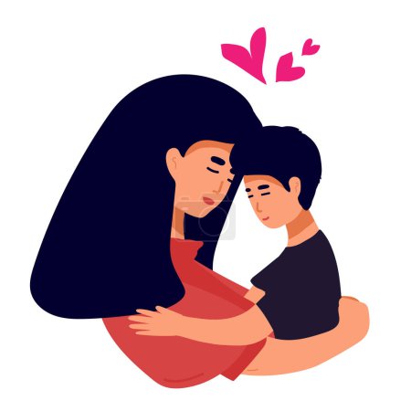 Photo for Vector Illustration Of Mother Holding Baby Son In Arms. Happy Mother s Day Greeting Card. - Royalty Free Image