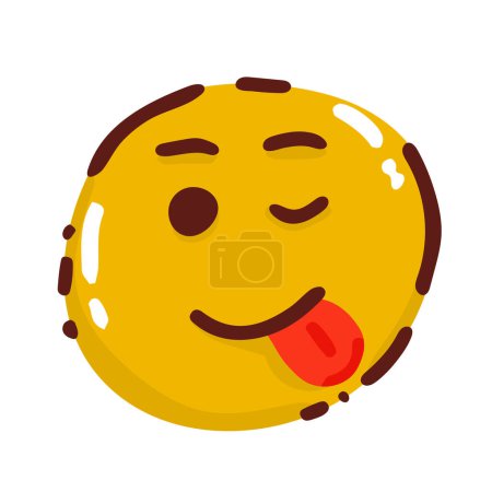 Illustration for Smiling emoji with open mouth tongue out emoticon, - Royalty Free Image
