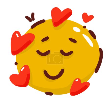 Illustration for Smiling emoji in love. in the hearts, - Royalty Free Image