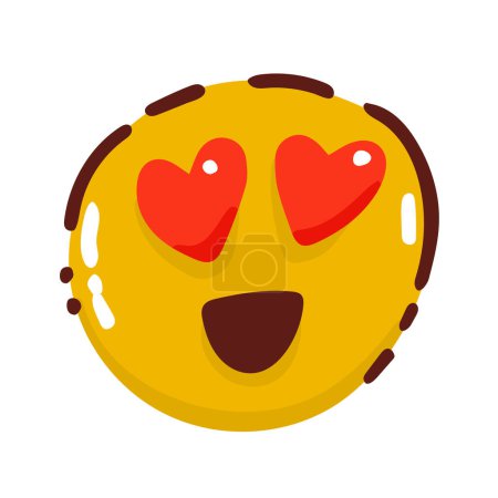 Illustration for Smiling emoji in love. in the eyes of the heart, - Royalty Free Image