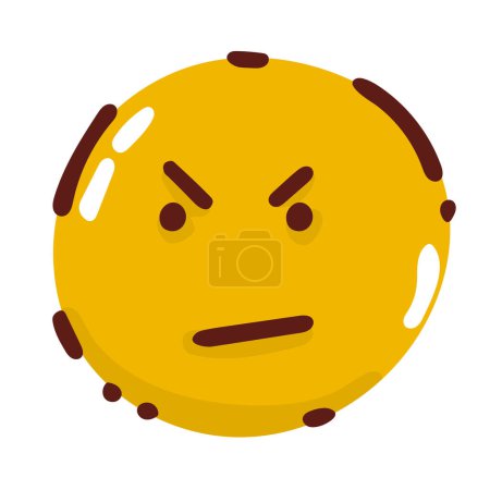 Illustration for Smiling emoji with mouth dissatisfied emoticon isolated on white, - Royalty Free Image