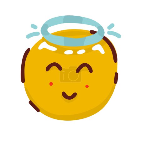 Illustration for Smiling emoji happy smiley angel. emoticon isolated on white, - Royalty Free Image