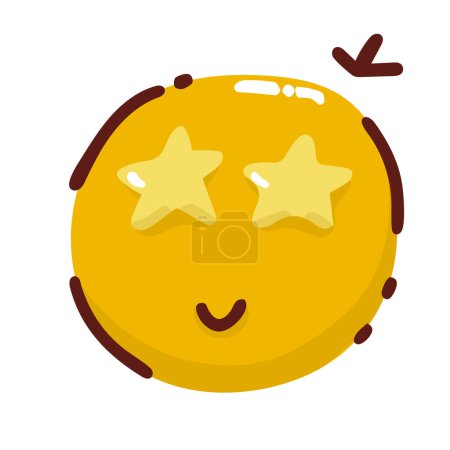 Illustration for Smiling emoji cool smiley with stars instead of eyes, - Royalty Free Image
