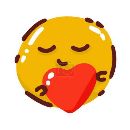 Illustration for Smiling emoji happy smiling hugging heart, - Royalty Free Image