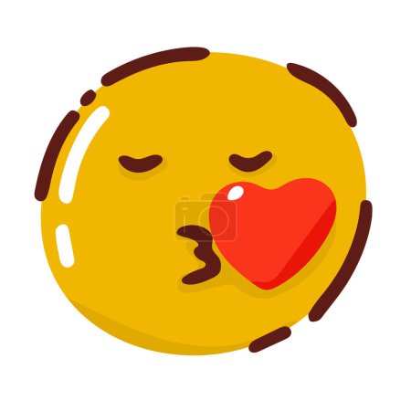 Illustration for Smiling emoji in love. kiss the heart from the lips - Royalty Free Image