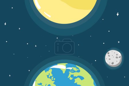 Illustration for Planet earth cosmic night view with sunshine light on the globe surface astronomic realistic poster vector illustration. - Royalty Free Image