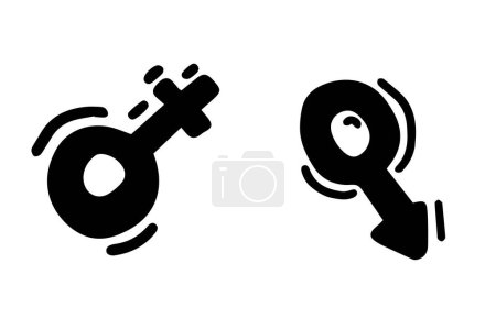 Téléchargez les illustrations : Sexe symbole femelle et mâle signe noir blanc. - en licence libre de droit