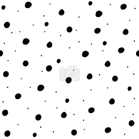 Ilustración de Patrón sin costura vectorial con lunares de acuarela negra dibujados a mano. Aislado sobre blanco. Recorte caminos incluidos - Imagen libre de derechos